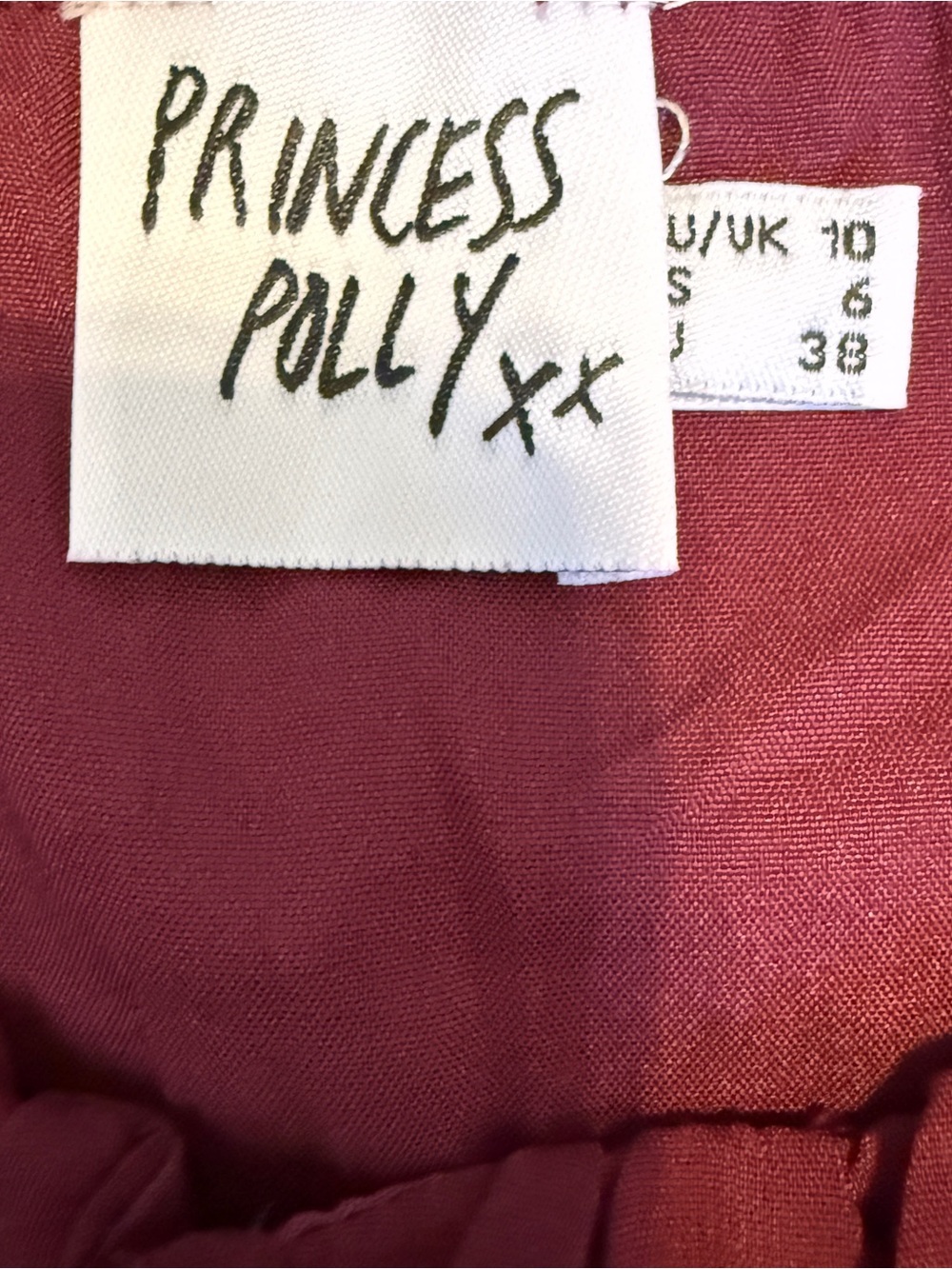 Princess Polly Dyer Burgundy Date Night Y2K Long Sleeve Mini Dress Size 10 - Picture 8 of 8
